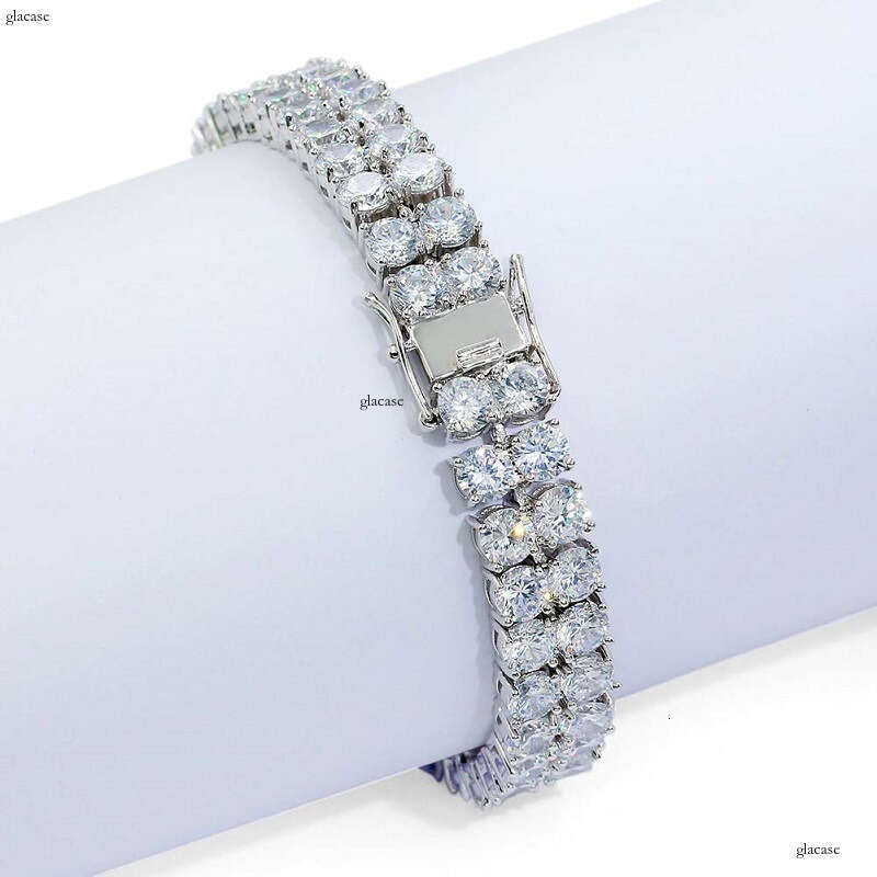 Jewelry Tennis Chain Double Row Zircon Sier Hip Hop Bracelet