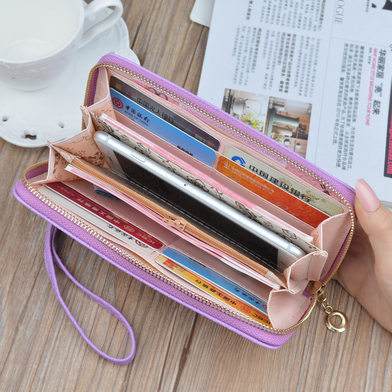 New Women's Wallet Long Zipper Clutch Fashion Luxury Bag Designer Bag Plaid Soft Leather Large Capacity Coin Purse Phone Bag