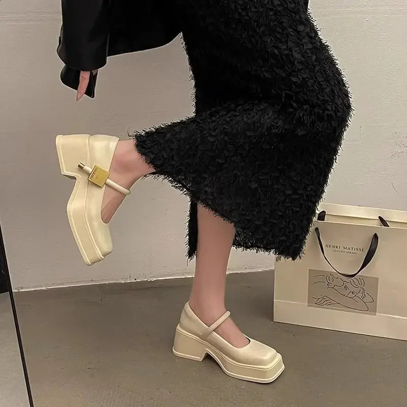 Woman Pumps Square Heels Casual Office Shoes for Women Stylish High Quality Trend Chic Point Vacation Summer Elegant 250805