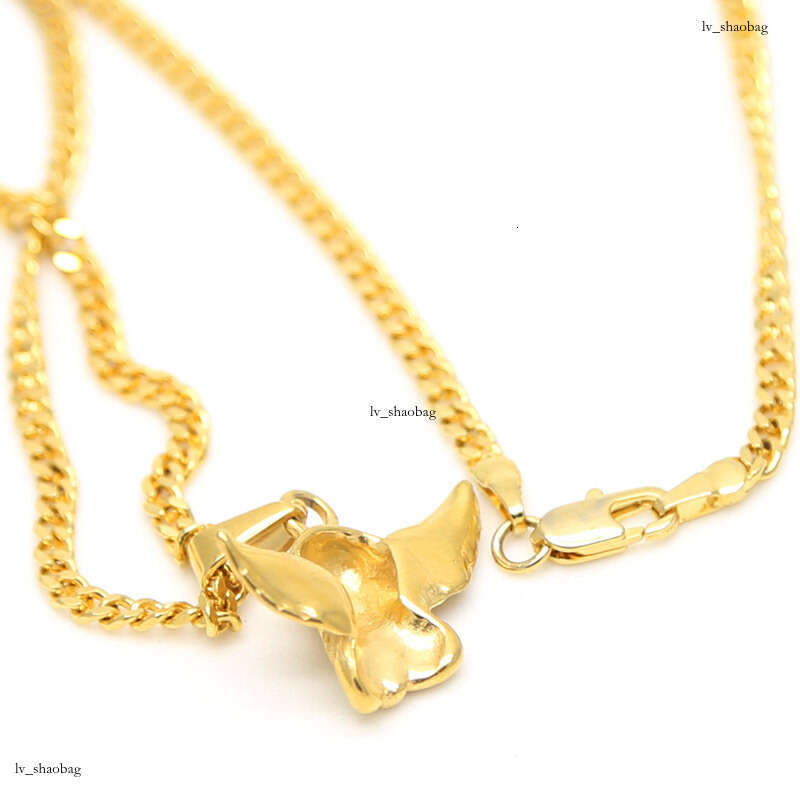 Hip Hop Gold Little Angel Sterling Silver Pendant Men's Trendy Fashion Necklace Jewelry