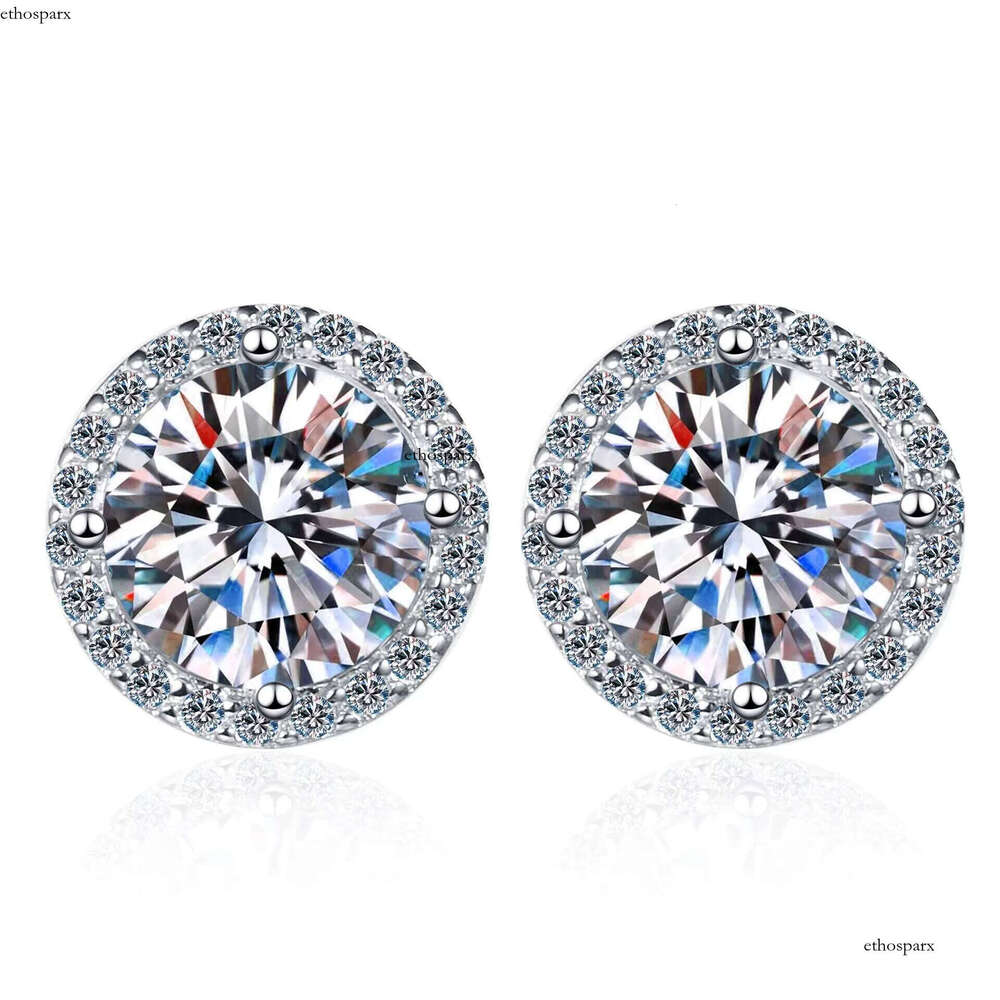 Fine Jewelry 1-4ct Earrings Orbicular Square S Moissanite Sterling Sier Studs VVS Dia