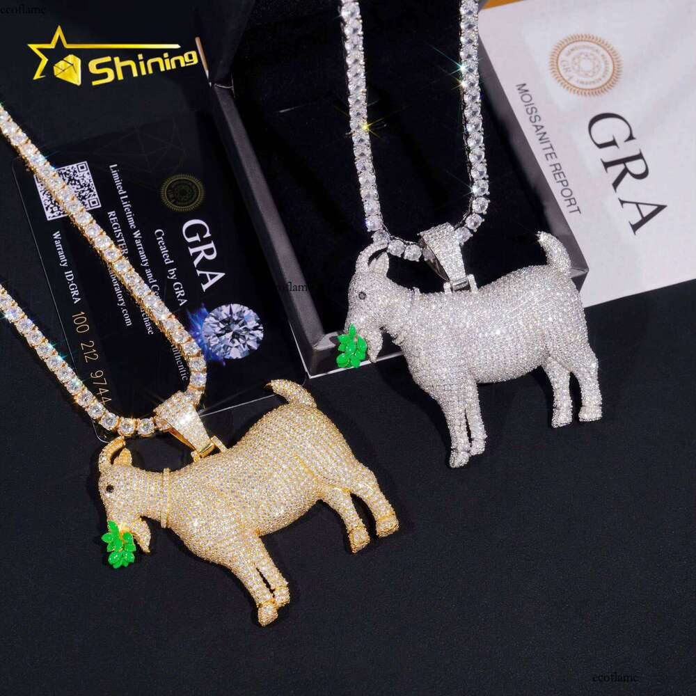 Pass Dia Tester Sier Custom Enamel Goats Iced Out High Quality Hip Hop Moissanite Pendant
