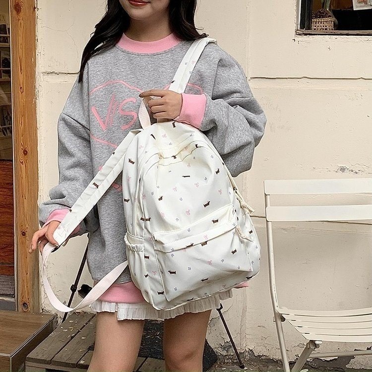 Milky Floral Puppy Girl Heart Versatile Treasure Student Backpack ddmymoon