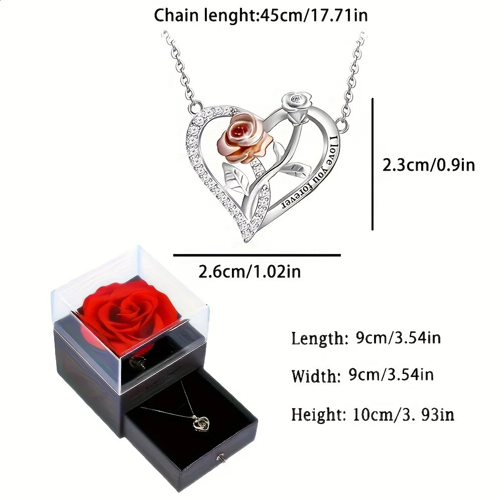 I Love You Forever Necklace With Rose Gift Box For Girlfriend Momther Birthday Christmas Romantic Gift Fashion Jewelry 250805
