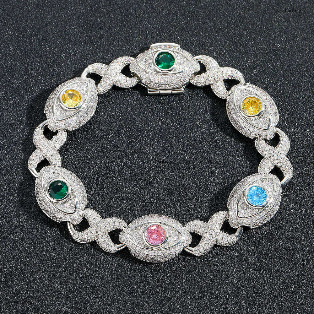 Hip Hop 14mm Eye Infinite Colorful Zircon Figure-8 Cuban Chain Creative Niche Men's Bracelet