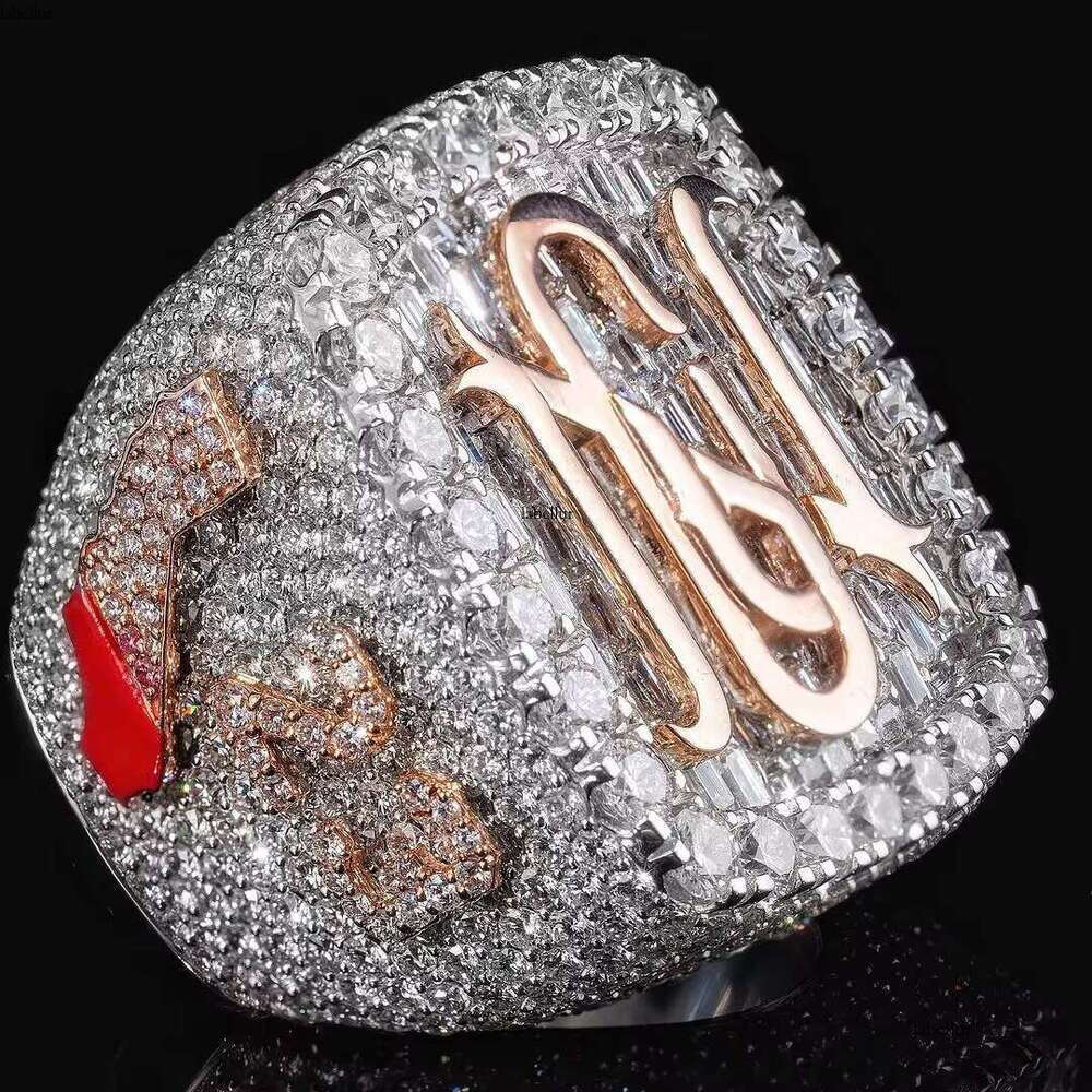 Made Rose Gold Two Moissanite Dia Championship Ring With Custom