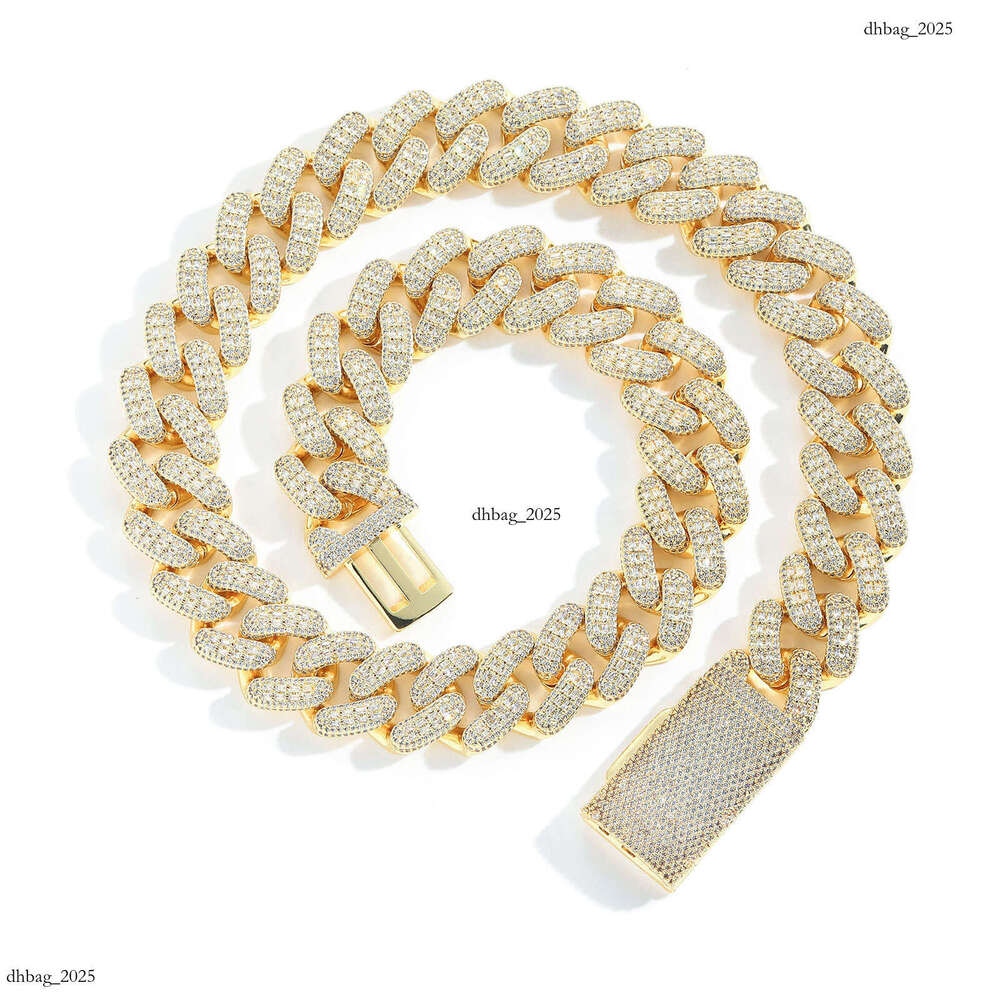 Necklace 20MM Cubic Moissanite chain Cuban Chain Trendy Personality Men's Hip Hop Jewelry