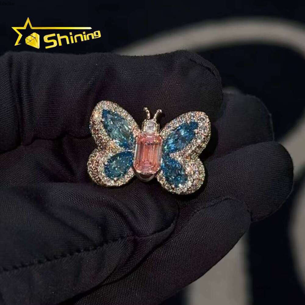 Iced Out Custom Multi-Colored Simulated Gemstones Butterfly Set Ring Bracelet Earrings Pendant Necklace Fashion Jewelry