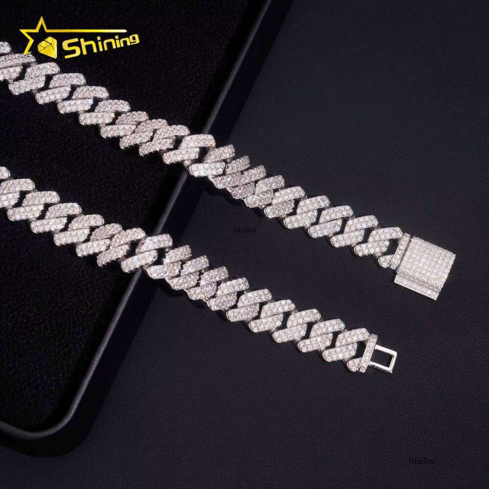 Newly Arrived Chilled 14Mm Sier Hip-Hop Miami Moissanite Cuban Chain