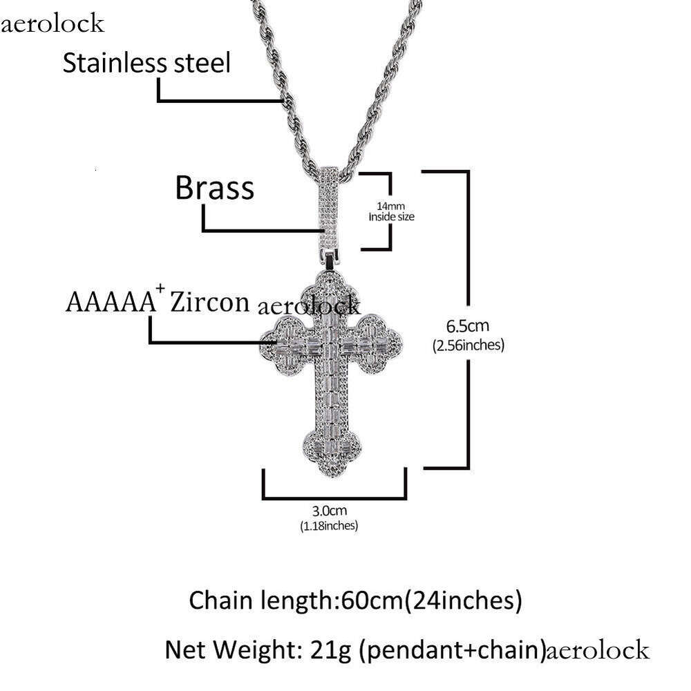New Large Cloud Cross Pendant Hip Hop Rap Rhinestone Personalized Versatile Trendy Men's Necklace