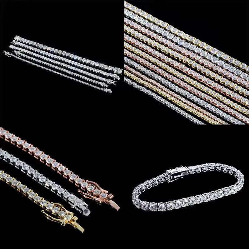Sier VVS Dia 3mm 4mm 5mm 6mm Custom Hip Hop Iced Out Moissanite Fashion Jewelry Tennis Chain
