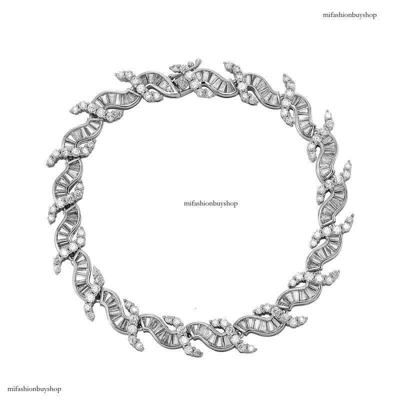INS Style 8MM Wave Pattern Ice Crystal Necklace Niche Design High-end Sense Women's Bracelet Personality Simple Clavicle Chain Jewelry