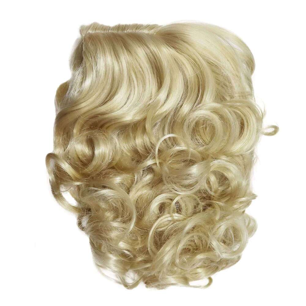 GNIMEGIL Synthetic Cosplay Wig Short Curly Hair Platinum Blonde for White Women Fluffy Curls Flip 60s Gatsby Hairstyle Wigs