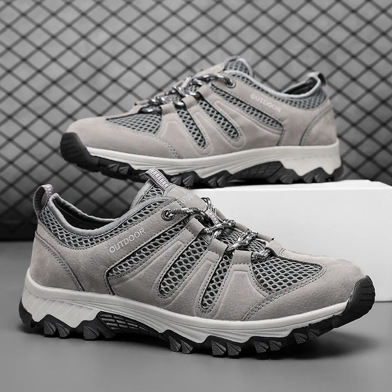 2025 Summer Hiking Shoes Men Plus Size 48 Breathable Mesh Mountaineering Sneakers For Men Outdoor Non-Slip Trekking Shoes Men 250805