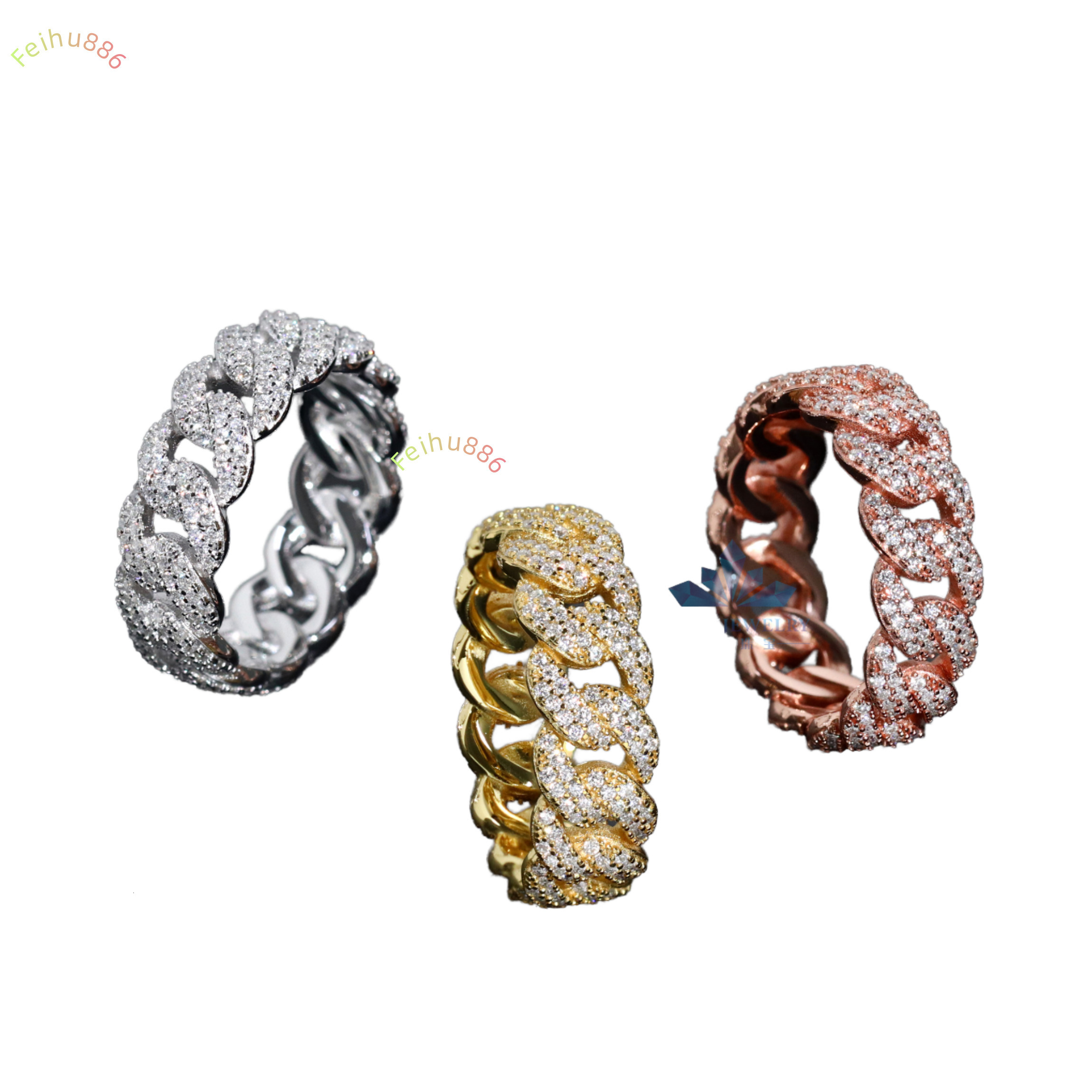 2025 new S925 Silver Moissanite Hip Hop Cuban Fashion Womens Ring