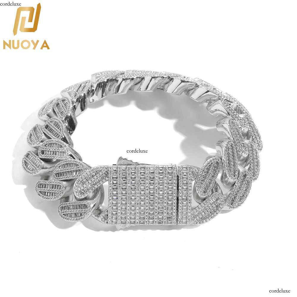 Hip-Hop 20mm Mixed Inlaid Double Row T Cubic Zirconia Cuban Chain Trendy Brand Men's Bracelet Jewelry