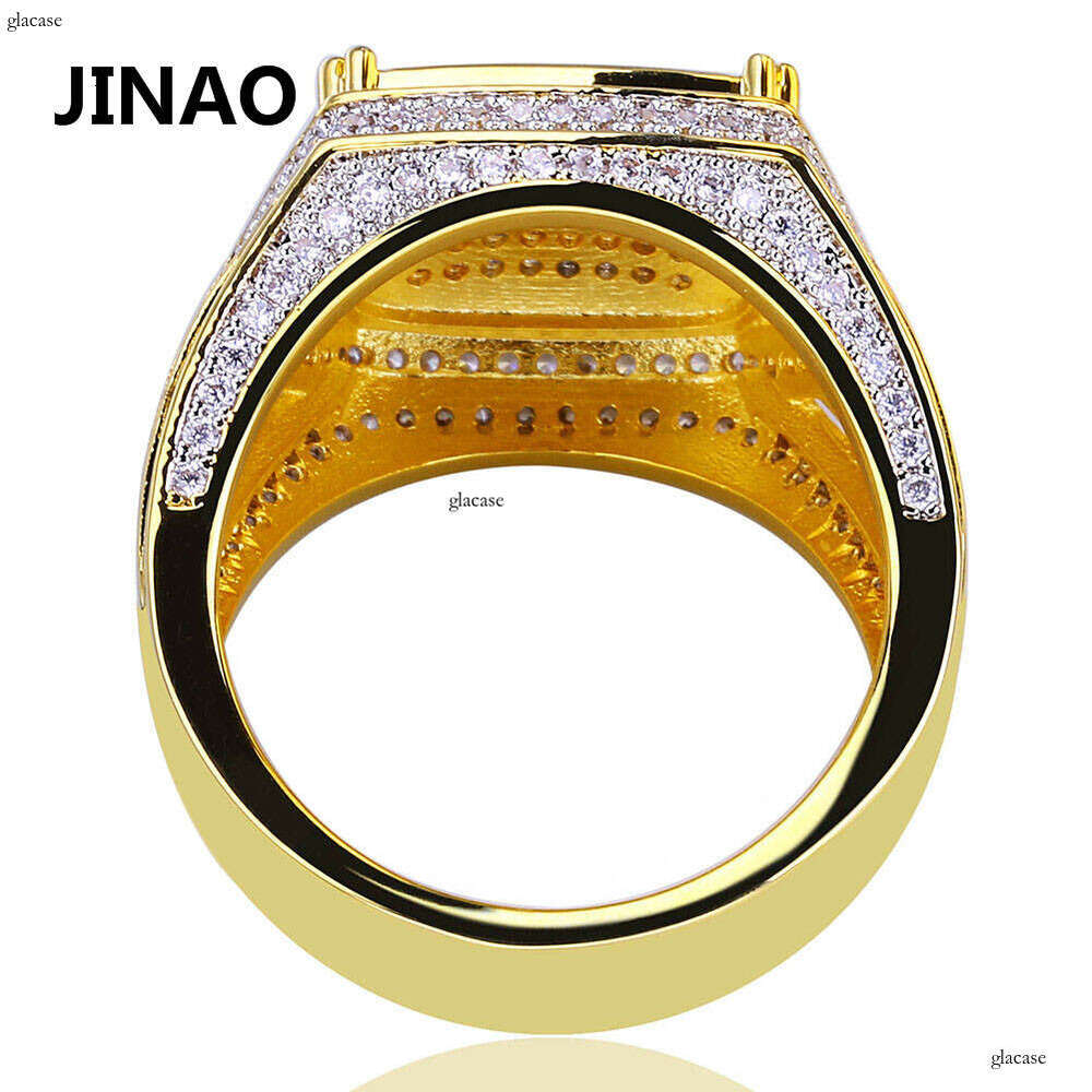 Full Zircon Micro Paved Personality Square Ring Hip Hop Jewelry Trend Unique