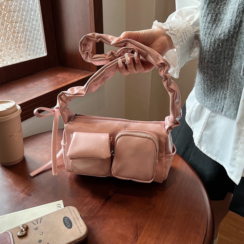 Hot-selling Korean Niche Ins Casual Versatile College Designer Bag Student Tote Bag For Women Large Capacity Luxury Bag Pleated Multi-pocket Crossbody