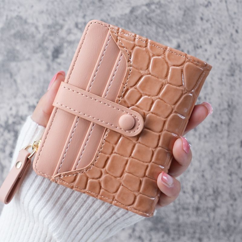 2025 New Women's Stone Pattern Luxury Bag Crocodile Pattern Wallet With Clasp Short Korean Style Card Holder Zipper Multi-card Slot Coin Purse