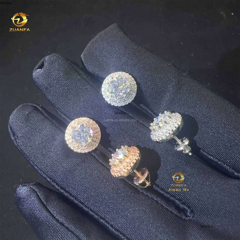 Stylish Fashion Style Drop Shining Hip Hop Circle Crescent Shape Iced out Moissanite Dia VVS1 Stud Earrings Man Gift