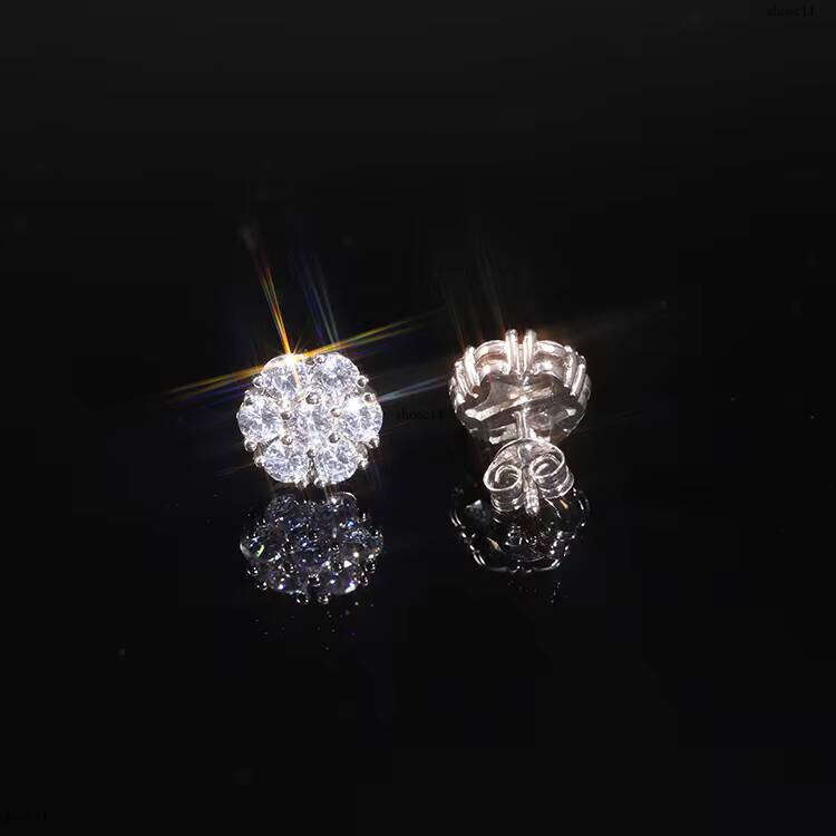 Fashion New Design Gold Plated Pass Dia test Moissanite Sier Jewelry Stud Suower Earring Gift for Women