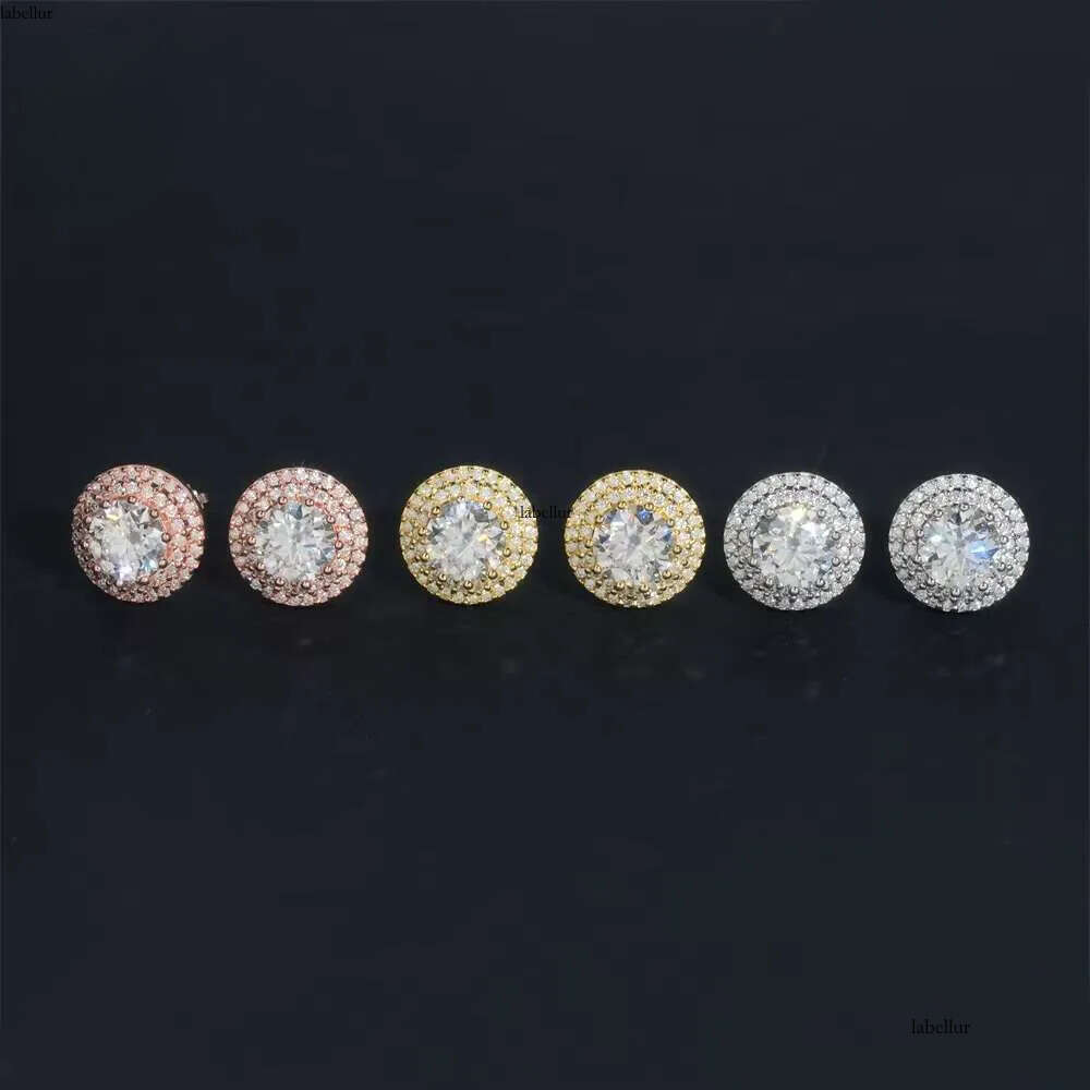 Hip Hop Jewelry Iced Out Screw Back Sterling Sier Stud VVS Moissanite Dia Earrings