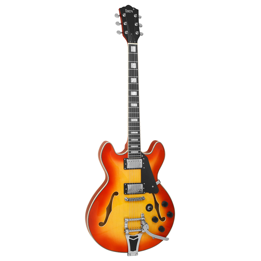 Guitar Electric IRIN JS-520 ODM OEM Classic Top Professional Ashtree Two F Hole 22 Frets 6 String Semi Hollow Body Maple Jazz Electric Guitar