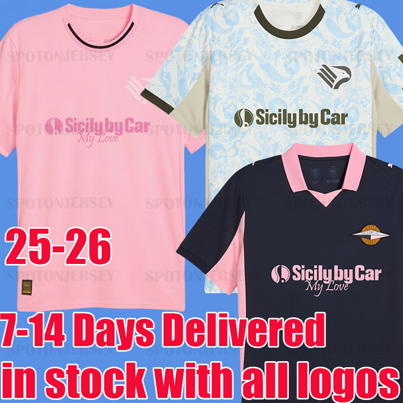 2025 2026 Palermos soccer jerseys 25 26 home Away Third pink jersey White football shirts short sleeve uniforms 25 26 Men pink Kit tops tee shirts