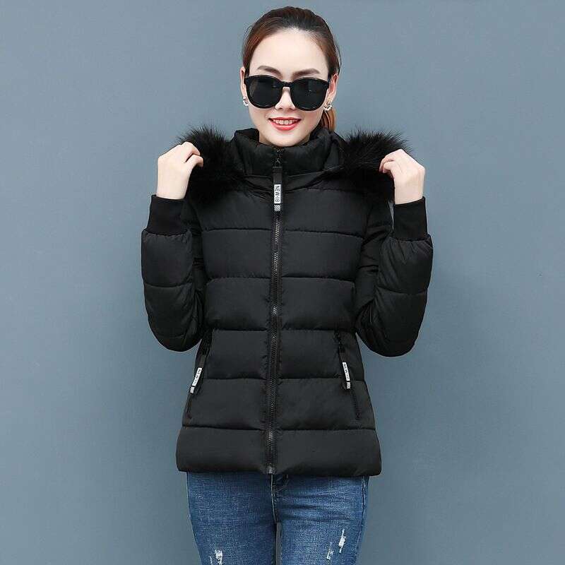 Women's Clothing winter student short down large fur collar college style thickened cotton coat