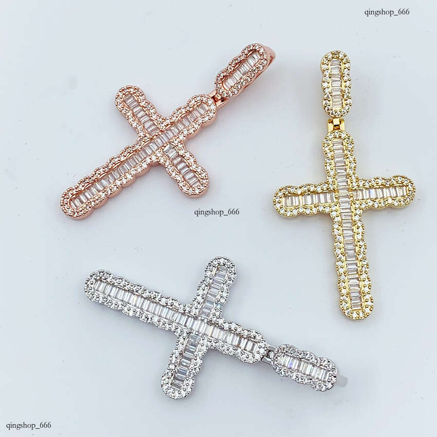 Full Sterling Silver Inlaid Moissanite chain Cross Personality Hip Hop Jewelry Unisex Accessories Necklace Pendant