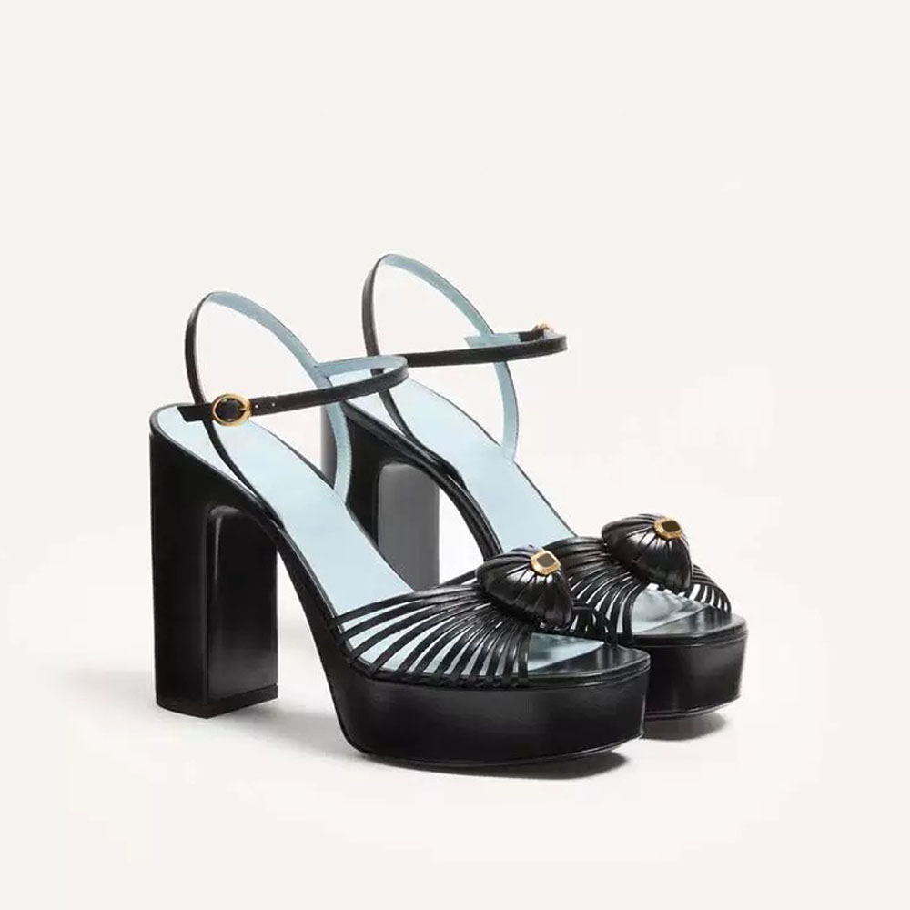 NEW Designer Chunky Heel Platform sandals Ankle Strap Buckle Strap Narrow Band women Super High Genuine leather sandals Party wedding shoes