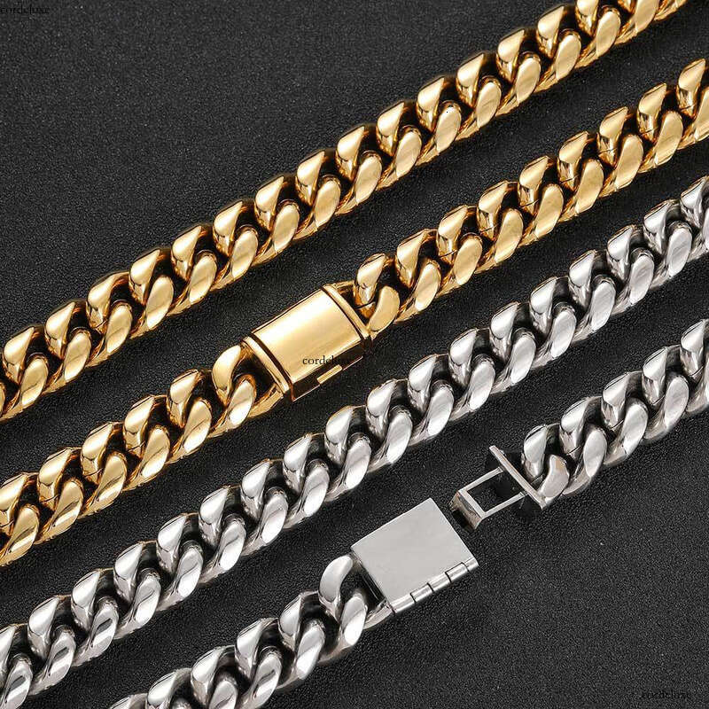 Jewelry Flip Clasp Miami Trendy Brand Hip Hop Stainless Cuban Chain Titanium Steel Men's Necklace