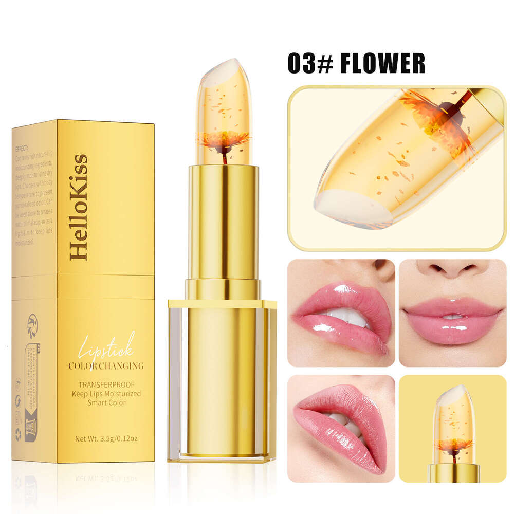 HelloKiss Moisturizing Care Gold Foil Color Lipstick Gentle Nourishing Fade Lines Temperature Changing Lip Balm Free shipping