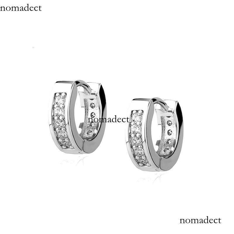 Geometric Round Micro Paved Zircon Earrings Personality Versatile Fashion Trend Buckle Ear Jewelry Accessories
