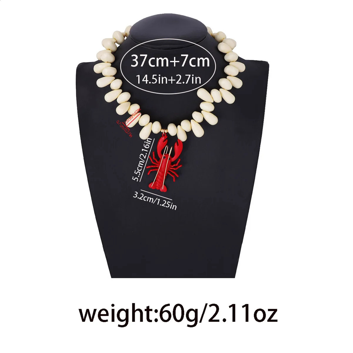 Beach Ocean Style Red Crab Animal Pendant Necklace Water Drop Beaded for Women Exaggerated Party Jewelry Hip Hop Accessories 250805