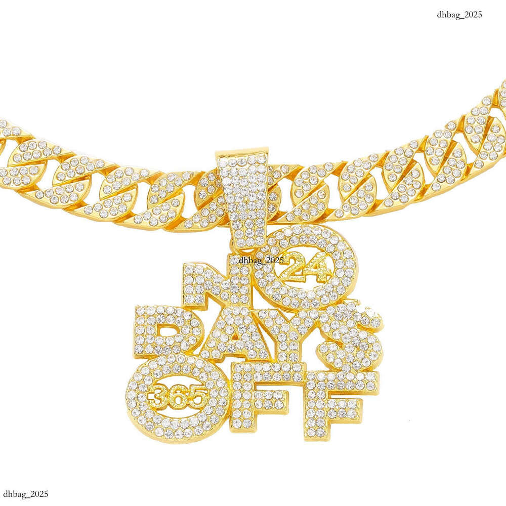 Ins Style Hip-Hop Necklace Pendant Exaggerated Cool Alloy Inlaid Dia English Letter Cuban Chain