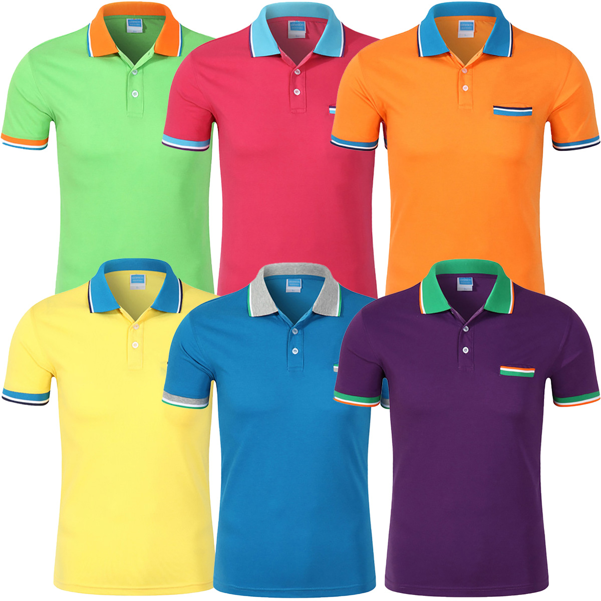 2025 Men's POLO shirt With Color Collar Short Sleeved top Team Uniform Work Clothes Orange Purple Other Colors Choose Fro