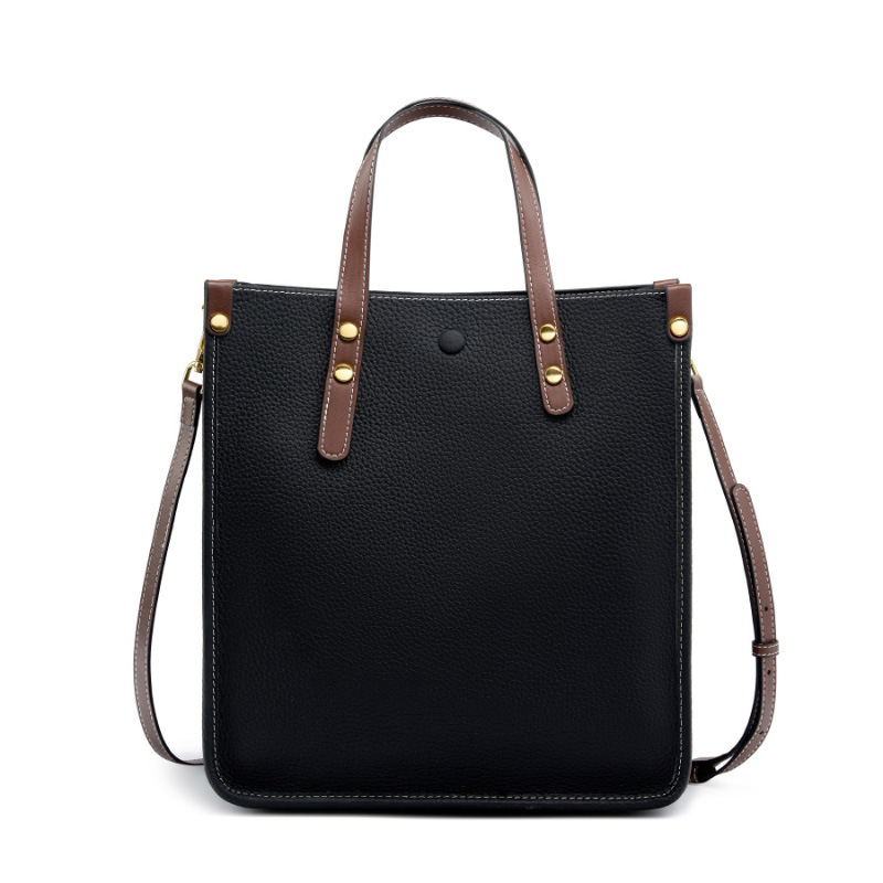 Fashion Genuine Vertical Tote Handbag Top Layer Cowhide Commuter Shoulder Briefcase Women Soft Leather Crossbody Bag
