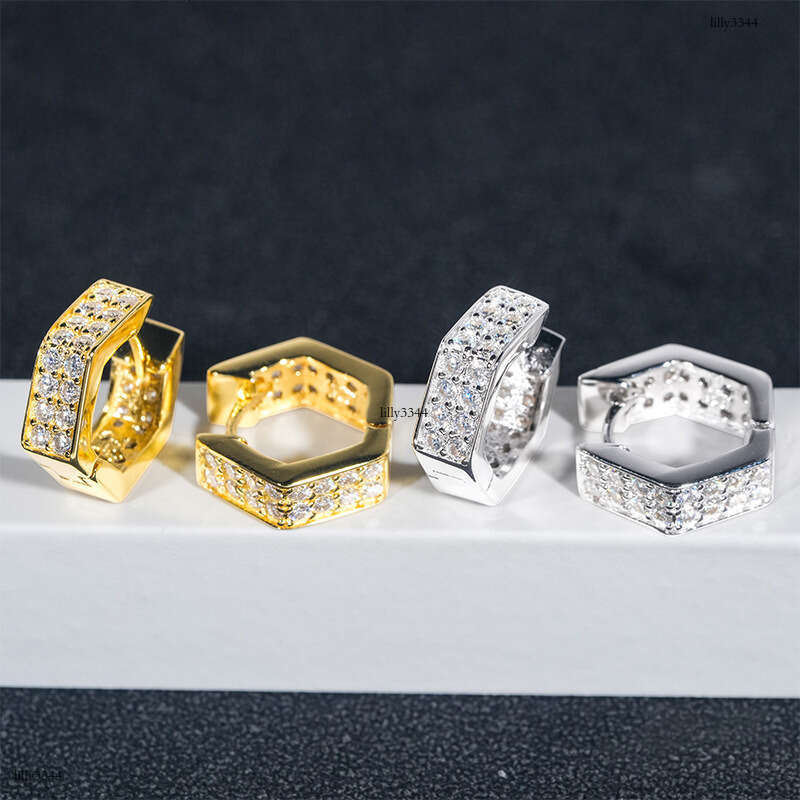 New Moissanite Sier Gold Plated Light Fashion Men's and Women's Earrings