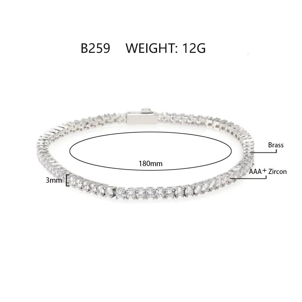 foxi 3MM Diamond Round Tennis Bracelet Custom Luxurious Quality Hip Hop Jewelry Charm Bracelets for Men Women