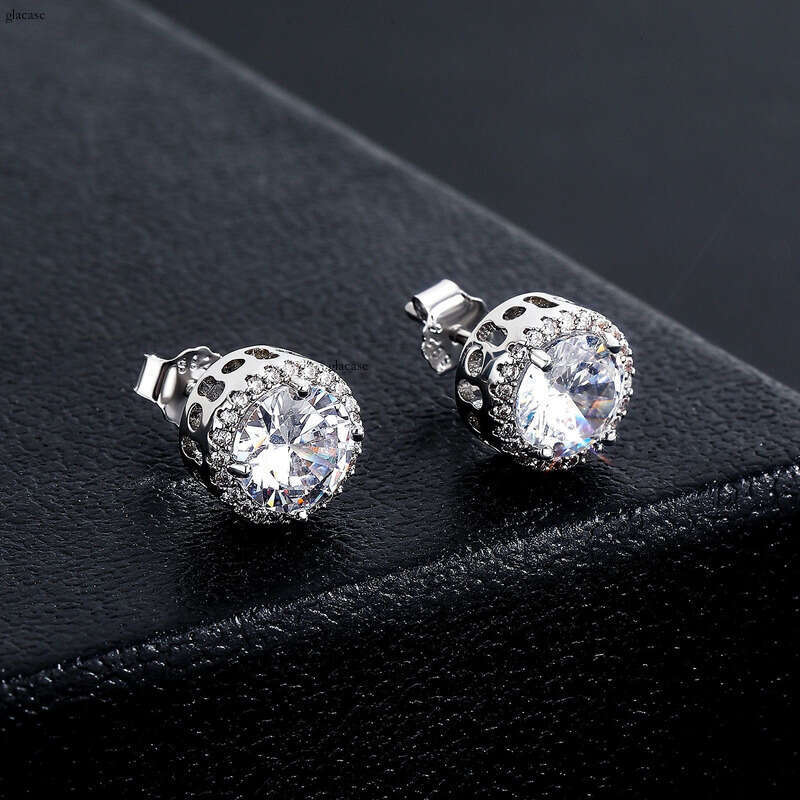 INS Minimalist Style Large Zircon Jewelry EarringIced Out VVS Needle Personality Fashion Accessories