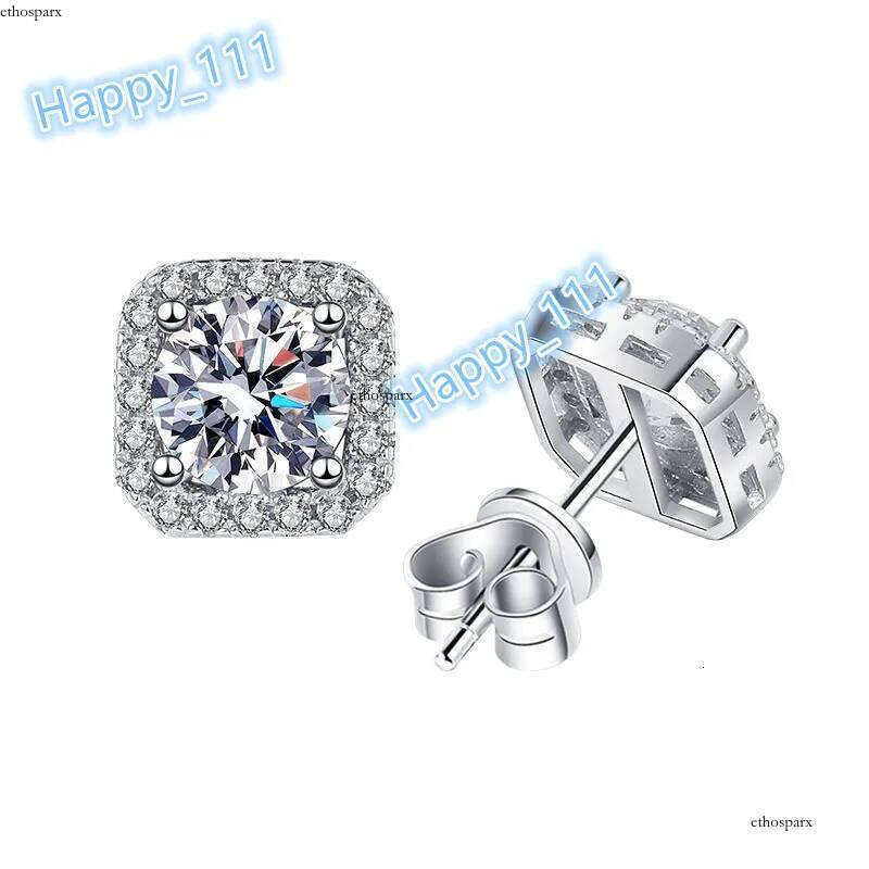 Fine Jewelry 1-4ct Earrings Orbicular Square S Moissanite Sterling Sier Studs VVS Dia
