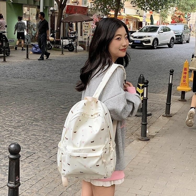 Milky Floral Puppy Girl Heart Versatile Treasure Student Backpack ddmymoon