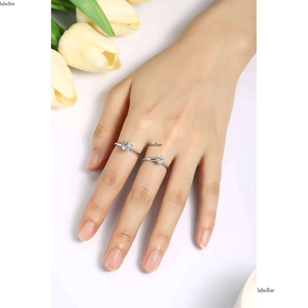 Platinum Synthetic Lab Dia Wedding Jewelry Round Cut Classic 0.5ct Engagement Rings for Women