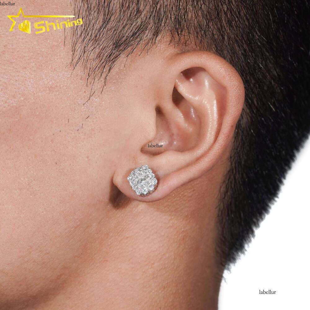 Promotion Price Pass Dia Tester GRA Certified Fully Iced Out Hip Hop Sier Jewelry Baguette Moissanite Stud Earrings
