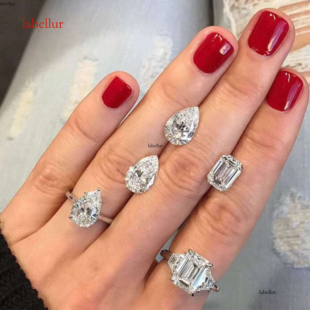 Gemnel Custom Sterling Sier Cubic Zirconia Heart Bridal Dia Ring Promise Engagement Band Wedding Rings Jewelry Women