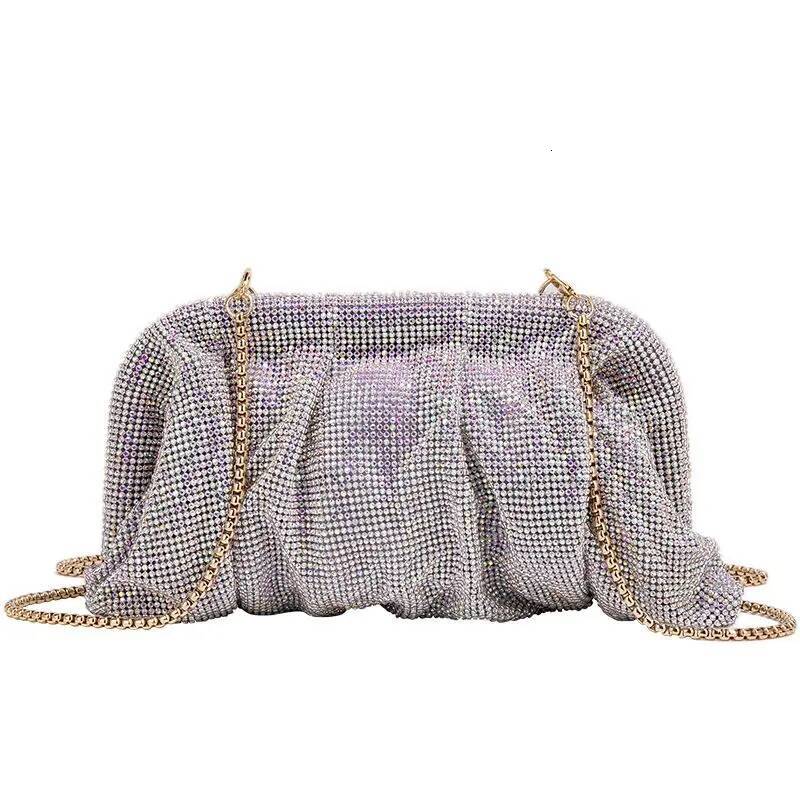 Shiny Rhinestone Evening Clutch Bags Women New Folds Crystal Clip Purses And Handbags Wedding Party Purse Day Clutches