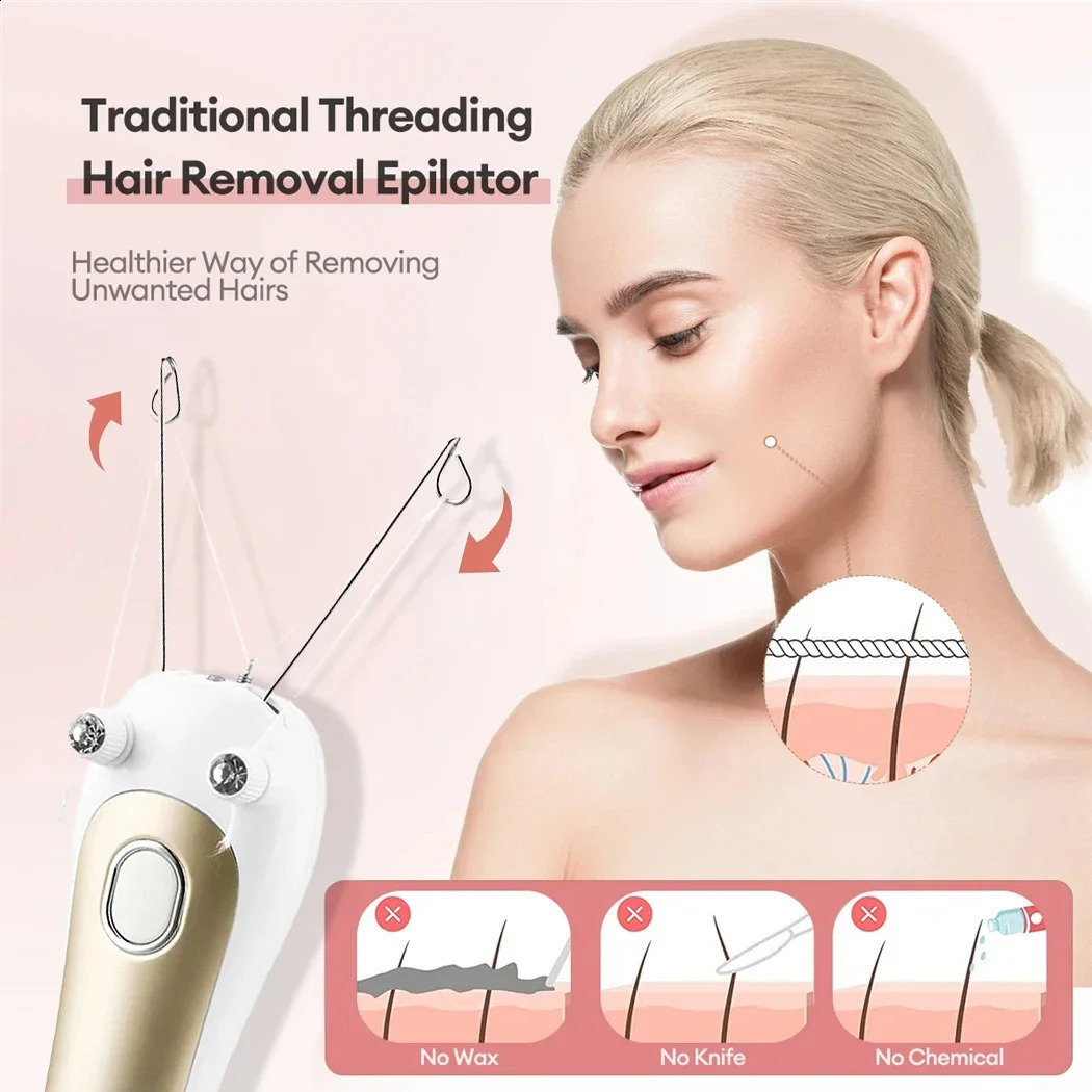 Women Electric Hair Epilator Body Hair Remover Cotton Thread Defeatherer Depilator Face Razor Face Leg Arm Hair Remover 250805
