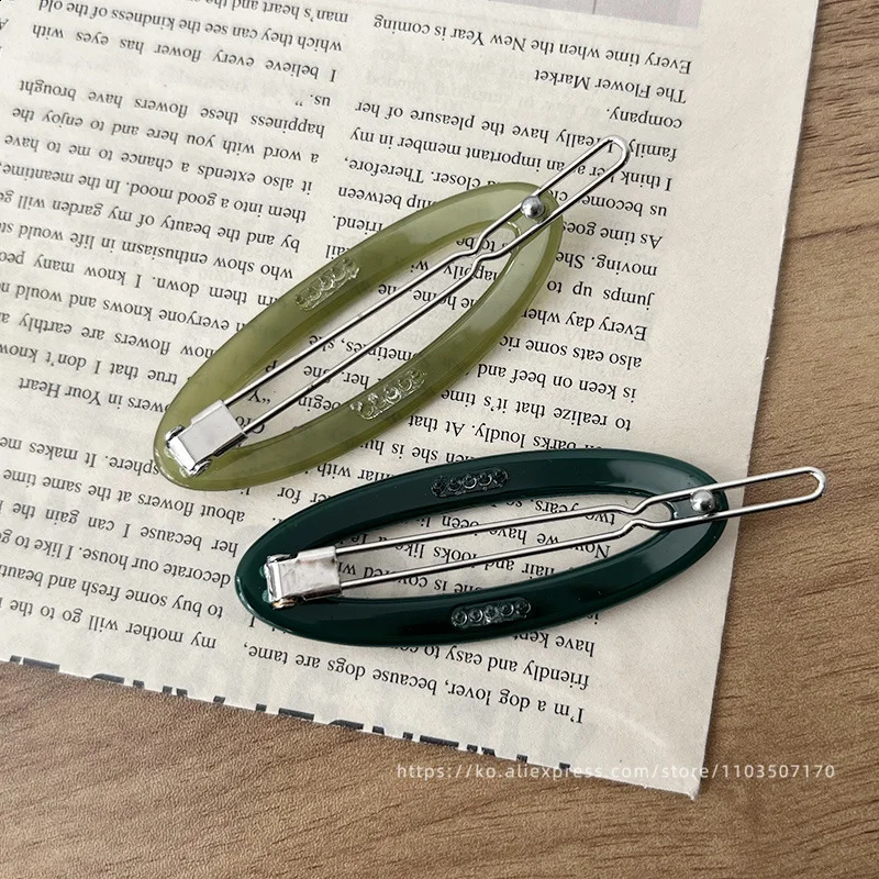South Korean FRANCE hollow out oval temperament bangs clip small black broken hair side clip top clip hair accessories 250807