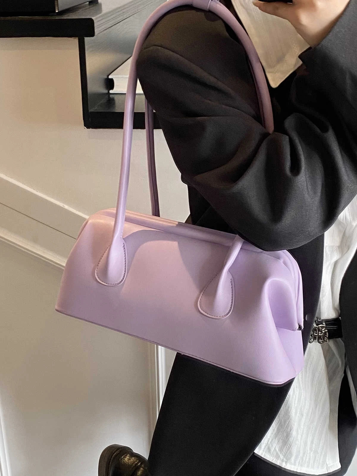 Fashion Women Underarm Bag Spring and Summer Solid Color Button Free PU Shoulder Bags French Casual Simple Handbags 250809
